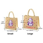 Personalized Snowflake Cute Cartoon Snowman Large Jute Tote Bag with Name Christmas Party Gift for Kids Family