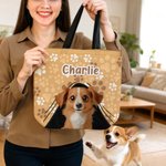 Personalizada de dibujos animados perro de gran capacidad bolsa de aseo con el nombre de uso diario Aniversario Cumpleaños de regalo para el amante de mascotas Propietario Mujer