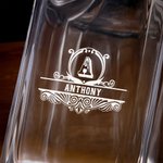 Personalized Vintage Wreath Seal Decanter with Initial Name and Date Christmas Birthday Anniversary Gift for Man