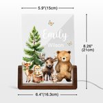 Personalizzato Carino Cervo Volpe Animali della Foresta Luce notturna a LED in acrilico con base in legno e nome Compleanno Anniversario Regalo per la famiglia Bambini