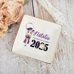 Personalisierte Cartoon Graduate Girl keramischen Platz Trinket Schmuck Schüssel mit Namen Gratulation Graduation Geschenk für Schulkameraden Freunde