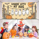 Pancarta personalizada con nombres diseño de fantasma calabaza y murciélago regalo de Halloween para familiares y amigos