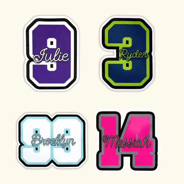 Personalised Multicolour Baseball Softball Waterproof Stickers with Text and Number Game Day Birthday Gift for Sports Lovers