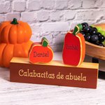Juego de cubos calabazas personalizado con nombre en madera decoración de otoño para mesa y estante regalo de Halloween para familiares