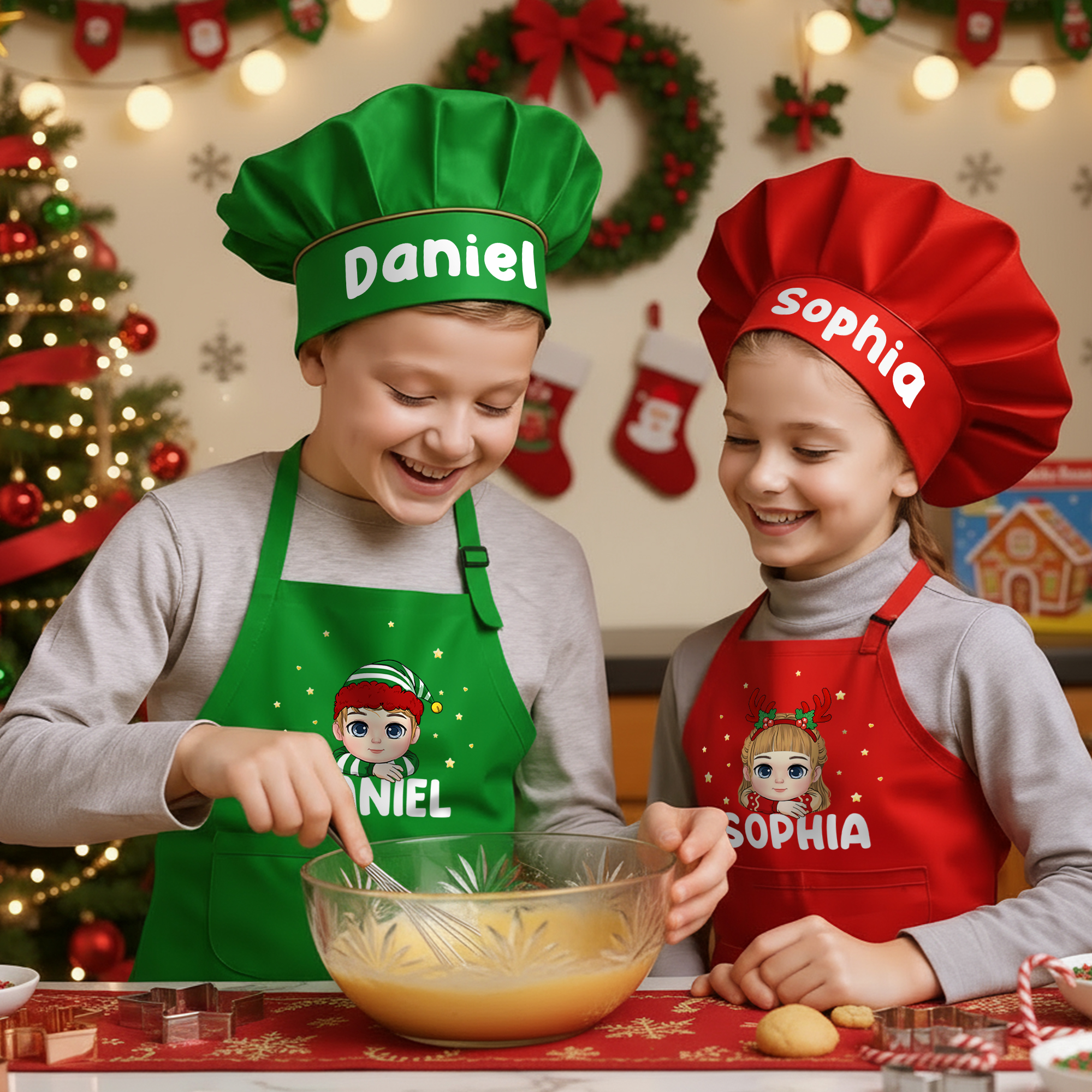 Tablier Cuisine Enfant Personnalisé - Nom + 22 Animaux Mignons, Imperméable Avec Toque & Poche, Cadeau Anniversaire Idéal Fille Garçon