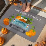 Personalized Pumpkin Farm Truck Non-Slip Door Mat with Text Home Decor Halloween Autumn Gift for Family Friends