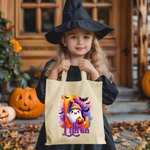 Personalized Halloween Ghost Letter Canvas Bag with Name Halloween Party Gift for Children