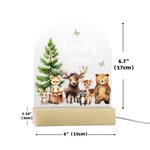 Personalisierte Aquarell Dschungel Tier Acryl Nachtlicht mit Namen und hölzerne Basis Raumdekoration Weihnachten Geburtstag Geschenk für Mädchen Jungen