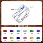 Personalized 1-2 Birthstones Cross Promise Ring with Engraved Name and Text Dainty Jewellery Birthday Anniversary Gift for Christian Men