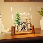 Personalizzato Carino Cervo Volpe Animali della Foresta Luce notturna a LED in acrilico con base in legno e nome Compleanno Anniversario Regalo per la famiglia Bambini