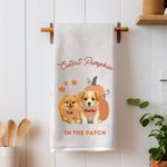 Personalized Pumpkin Pet Photo Absorbent Soft Waffle Tea Towel with 1-2 Names Fall Kitchen Decor Halloween Thanksgiving Gift for Pet Owners Lovers