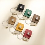 Personalized Mini Engraved Text PU Leather Photo Album Keychain with 10-14 Photos Birthday Anniversary Gift for Friends Couples