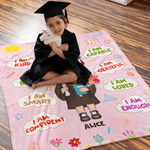 Personalisierte bunte Cartoon Graduate weiche Decke mit Namen und Foto Kindergarten Graduierung Geschenk für Kleinkinder