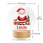 Personalised Cartoon Santa Claus Acrylic LED Night Light with Name and Wooden Base Room Decor Christmas Gift for Kid Baby