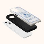 Gepersonaliseerd Toile De Jouy Spookachtig Spook Pompoen Naam Dubbellaags Telefoonhoesje voor iPhone Halloween Cadeau voor Meisje Jongen