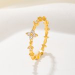 Personalized Dainty Romantic Floral Birthstone Ring Birthday Anniversary Gift for Women Wife Mom