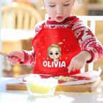 Personalizada de Navidad de dibujos animados de personajes infantiles ajustable delantal Chef Gorro Set con Nombre de Navidad Cumpleaños Regalo para Niños Niñas