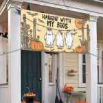 Pancarta personalizada con nombres diseño de fantasma calabaza y murciélago regalo de Halloween para familiares y amigos