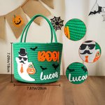 Personalised Cute Halloween Ghost Boo Large Capacity Crochet Sweets Basket with Name Trick or Treat Halloween Party Gift for Boys Girls
