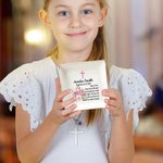 Personalized Cross Square Ceramic Trinket Jewelry Dish with Name and Text Communion Party Decoration Christening Baptism Gift for Girls Women