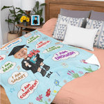 Personalisierte bunte Cartoon Graduate weiche Decke mit Namen und Foto Kindergarten Graduierung Geschenk für Kleinkinder