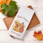 Personalized Pumpkin Pet Photo Absorbent Soft Waffle Tea Towel with 1-2 Names Fall Kitchen Decor Halloween Thanksgiving Gift for Pet Owners Lovers