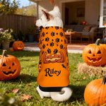 Personifierad mångfärgad klo fladdermus pumpa ansikte hund huvtröja med namn Halloween festgåva för husdjursälskare ägare