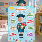 Personalisierte bunte Cartoon Graduate weiche Decke mit Namen und Foto Kindergarten Graduierung Geschenk für Kleinkinder