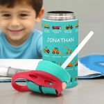 Personalised Construction Lorry Name 12 oz Insulated Water Bottle with Straw and Spill-Proof Lid Birthday Christmas Gift for Kids