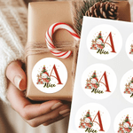 Personalized Christmas Tree Snowman Initial Set of 2 Waterproof Stickers with Name Christmas Party Favors for Kids Family Friends