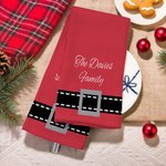Personalized Santa Belt Super Absorbent Waffle Towel with Text Kitchen Essential Christmas Gift for Family Friends