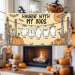 Pancarta personalizada con nombres diseño de fantasma calabaza y murciélago regalo de Halloween para familiares y amigos