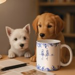 Personalisierte Toile De Jouy Linie Stil Hund Keramik Kaffeebecher mit 1-7 Namen täglichen Gebrauch Memorial Geschenk für Tierbesitzer