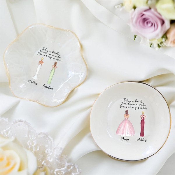 Personalized Today A Bride Tomorrow A Wife Forever My Sister Jewellery Dish with Name Home Decor Wedding Bridal Shower Gift for Bride From Bridesmaid