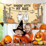 Pancarta personalizada con nombres diseño de fantasma calabaza y murciélago regalo de Halloween para familiares y amigos