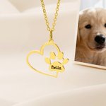 Personalized Heart Paw Print Necklace with Name Dainty Jewelry Daily Use Birthday Gift for Dog Lovers