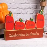 Juego de cubos calabazas personalizado con nombre en madera decoración de otoño para mesa y estante regalo de Halloween para familiares