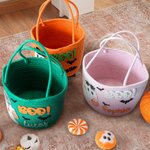 Personalised Cute Halloween Ghost Boo Large Capacity Crochet Sweets Basket with Name Trick or Treat Halloween Party Gift for Boys Girls