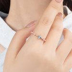 Personalized Dainty Romantic Floral Birthstone Ring Birthday Anniversary Gift for Women Wife Mom