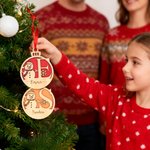 Personalised Christmas Snowman Snowflake Wooden Ornament with Initial Name and Lanyard Home Decor Christmas Gift for Family