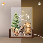 Personalizzato Carino Cervo Volpe Animali della Foresta Luce notturna a LED in acrilico con base in legno e nome Compleanno Anniversario Regalo per la famiglia Bambini