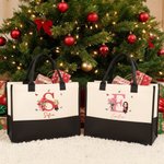 Borsa in tela riutilizzabile personalizzata con fiore di nascita nome e personaggio in stile cartone animato regalo di compleanno per donne