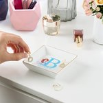 Personalized Cartoon Fantasy Mermaid Princess Initial Ceramic Trinket Jewelry Dish with Name Birthday Party Gift for Daughters Besties Girls