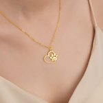 Personalized Heart Paw Print Necklace with Name Dainty Jewelry Daily Use Birthday Gift for Dog Lovers
