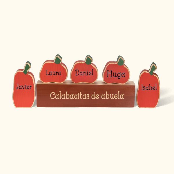 Juego de cubos calabazas personalizado con nombre en madera decoración de otoño para mesa y estante regalo de Halloween para familiares