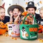 Personalised Cute Halloween Ghost Boo Large Capacity Crochet Sweets Basket with Name Trick or Treat Halloween Party Gift for Boys Girls