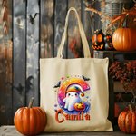 Personalized Halloween Ghost Letter Canvas Bag with Name Halloween Party Gift for Children