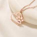 Personalized Heart Paw Print Necklace with Name Dainty Jewelry Daily Use Birthday Gift for Dog Lovers