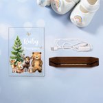 Personalizzato Carino Cervo Volpe Animali della Foresta Luce notturna a LED in acrilico con base in legno e nome Compleanno Anniversario Regalo per la famiglia Bambini