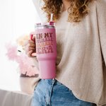 Personalized Stay in Bed with Pet In My Hurkle Durkle Era Large Capacity 40oz Tumbler with Handle Lid and Straw Funny Birthday Gift for Pet Lover